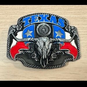 New Texas Texan longhorn steer bull American flag belt buckle
